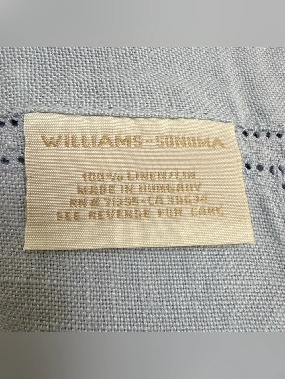 Williams Sonoma Linen Double Hemstitch Tablecloth Baby Blue ~68